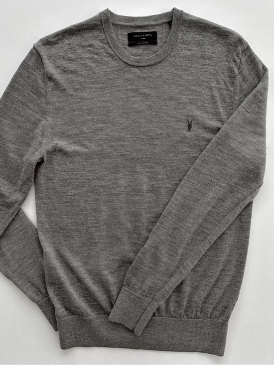 All Saints Other - AllSaints 100% Merino Wool Gray Crewneck Sweater Men’s Size Large Lightweight